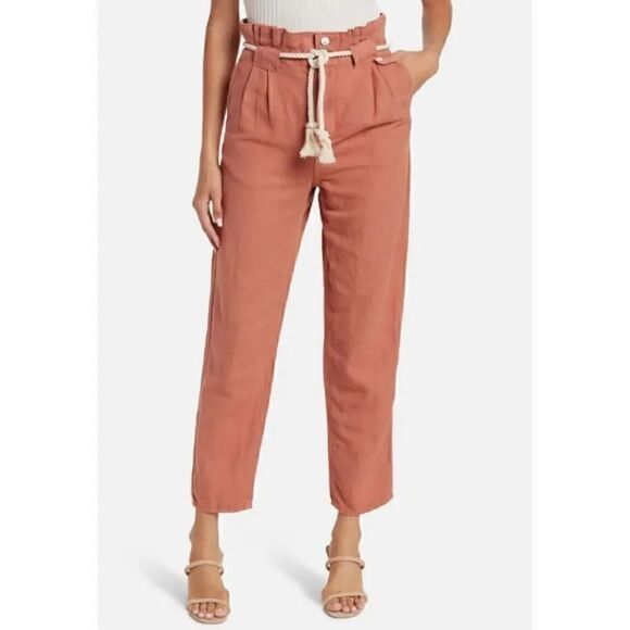 Veronica Beard Pants - Veronica Beard Linen & Cotton Karter Cropped Pant in Mocha NWT Size 8